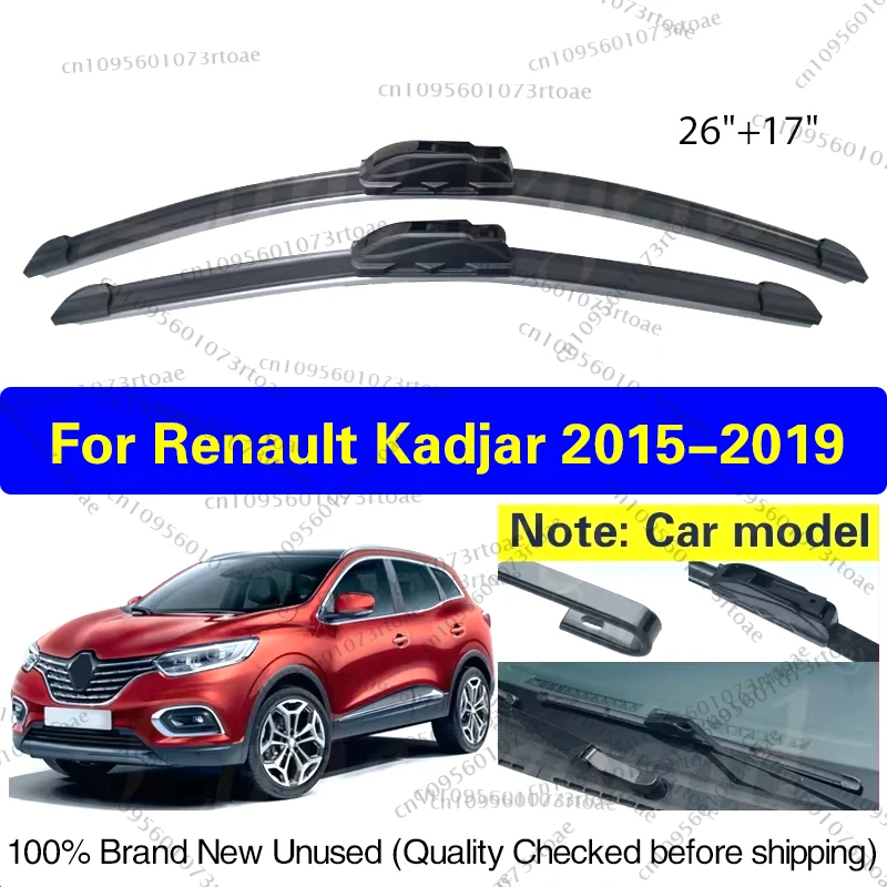 

For Renault Kadjar 2015 2016 2017 2018 2019 Front Wiper Blades Windshield Windscreen Brushes Car Accessories U J Hook 26"+17"