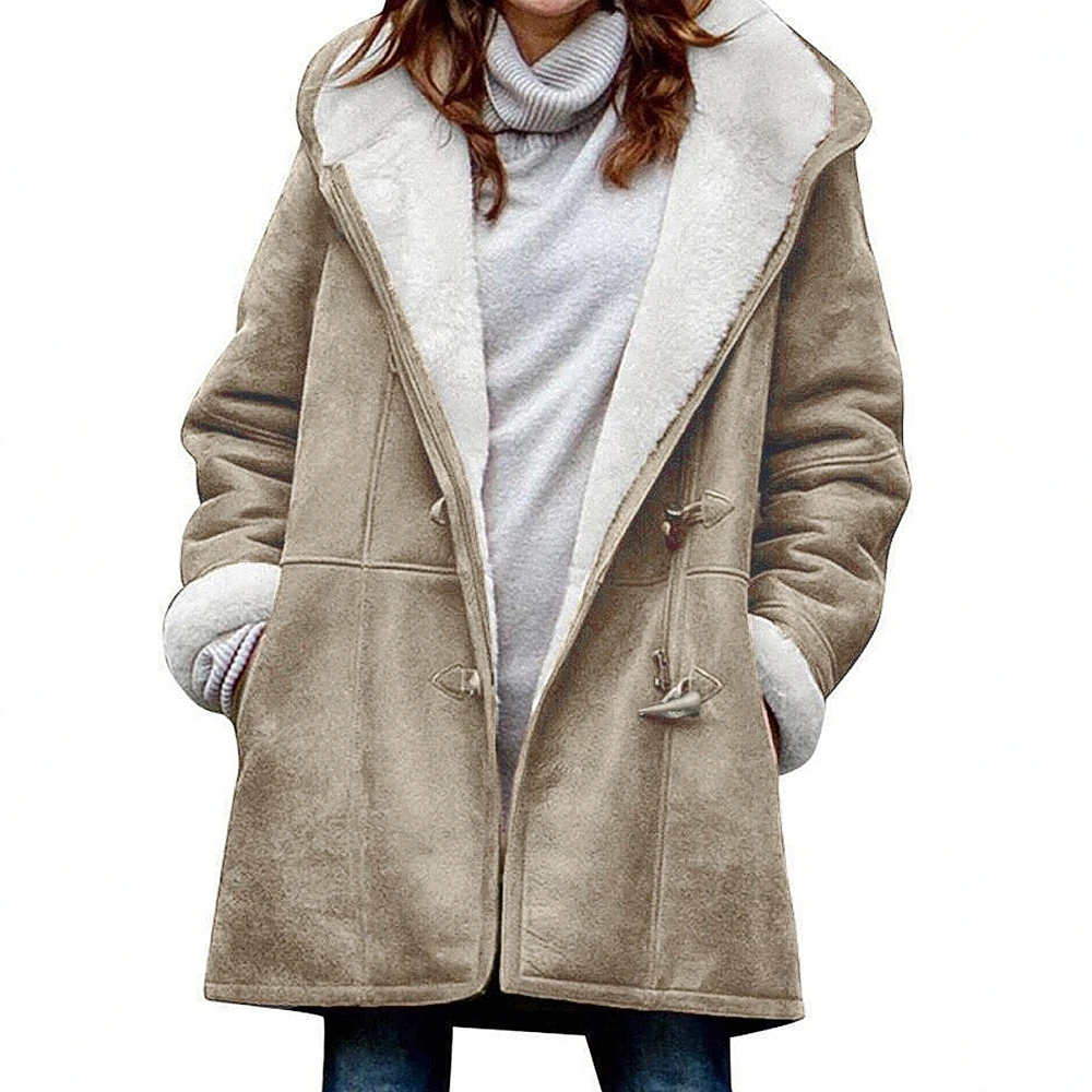 

Женское зимнее модное повседневное пальто с v-образным вырезом на молнии и длинными рукавами контрастного цвета, офисное женское удобное пальто
