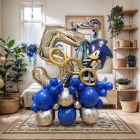 38pc/set Sonic the Hedgehog  Digital Aluminum Film Balloon 1-9 suitable for birthday photo party anniversary graduation season