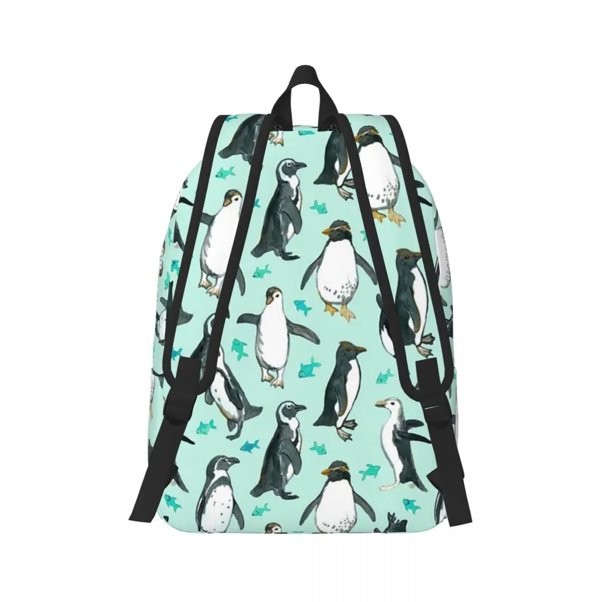 Lots Of Little Penguins On Mint Backpack Daypack Large Capacity Children BookBag School Bag Shoulder Bags for Men Women