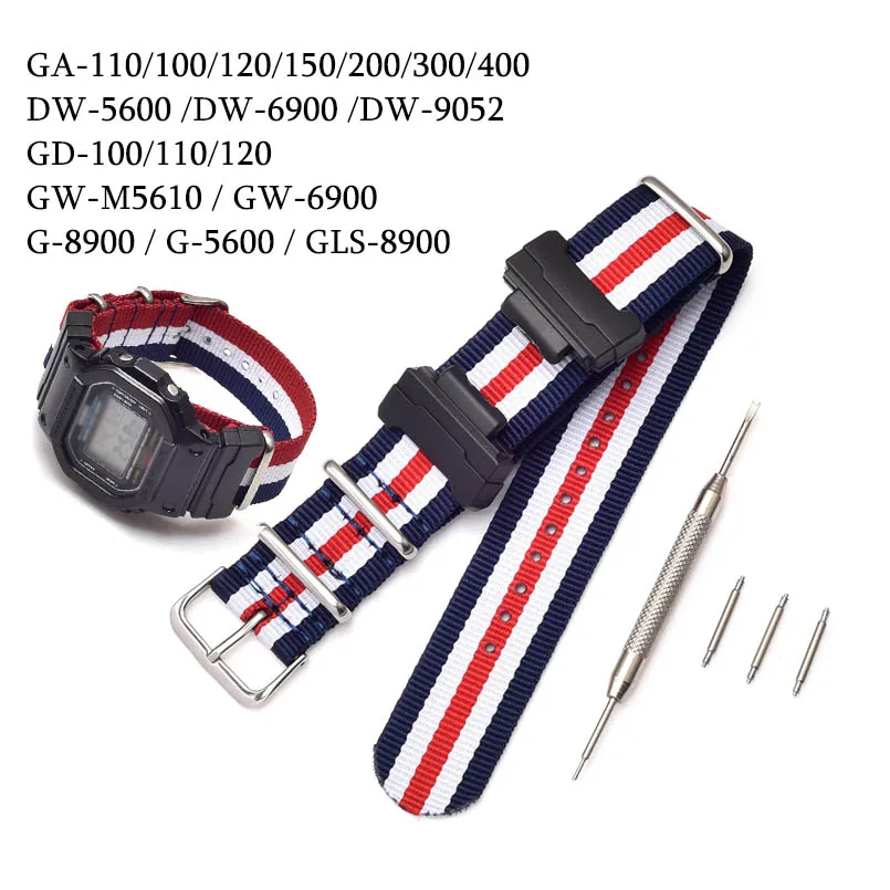 Nylon Strap For Casio G-Shock GA-110/100/120/150/200/400 GD-100/110/120 DW-5600 GW-6900 GLS-8900 G-5600 Bracelet WatchBand Belt