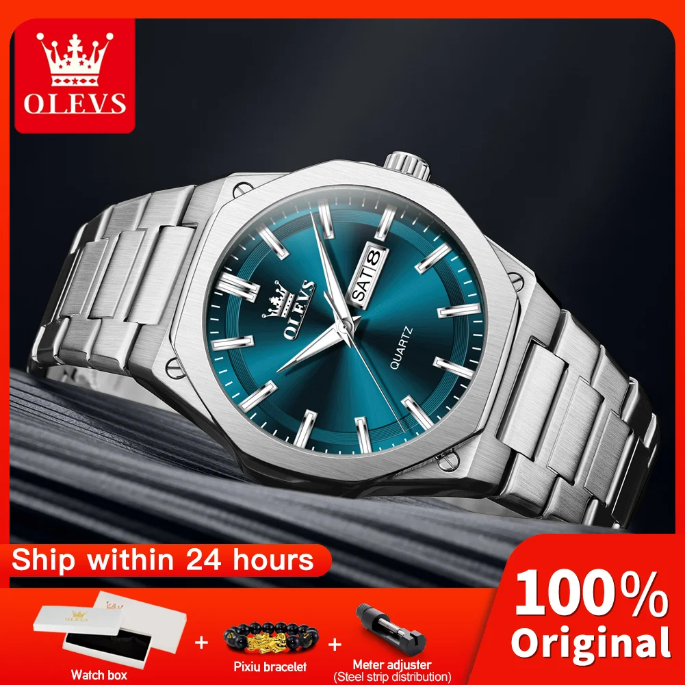 

Мужские кварцевые часы OLEVS 3733 с функцией ночного освещения, водонепроницаемостью 30 м, отображением дня недели и даты, спортивные часы, оригинальные, роскошные, брендовые, для бизнеса.