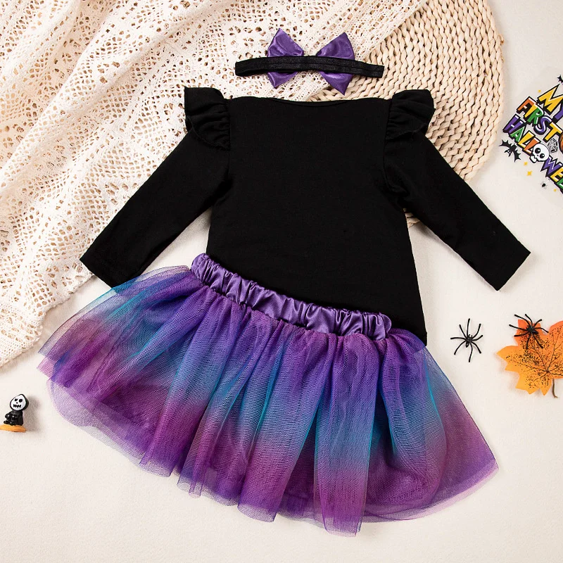 Vestidos de Cosplay de fiesta de Carnaval de Halloween para niña, conjunto de falda de manga larga con esqueleto de calabaza, regalo para niña, 2024