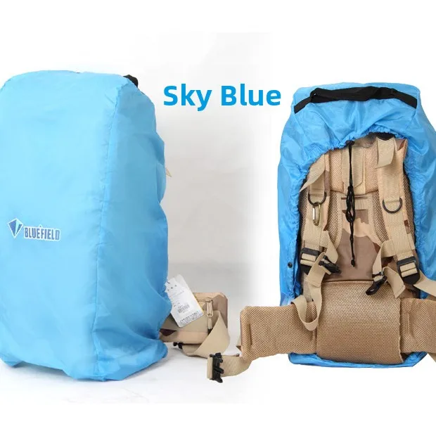 Bluefield Waterproof Dustproof Zippered Full-Closure Hiking Backpack with Rain Cover Unisex Double-Shoulder Travel Bag