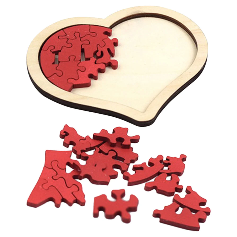 Love Puzzle ของเล่นหัวใจวาเลนไทน์ปริศนาแม่จิ๊กซอว์ไม้สําหรับเด็กวัยหัดเดินสาว