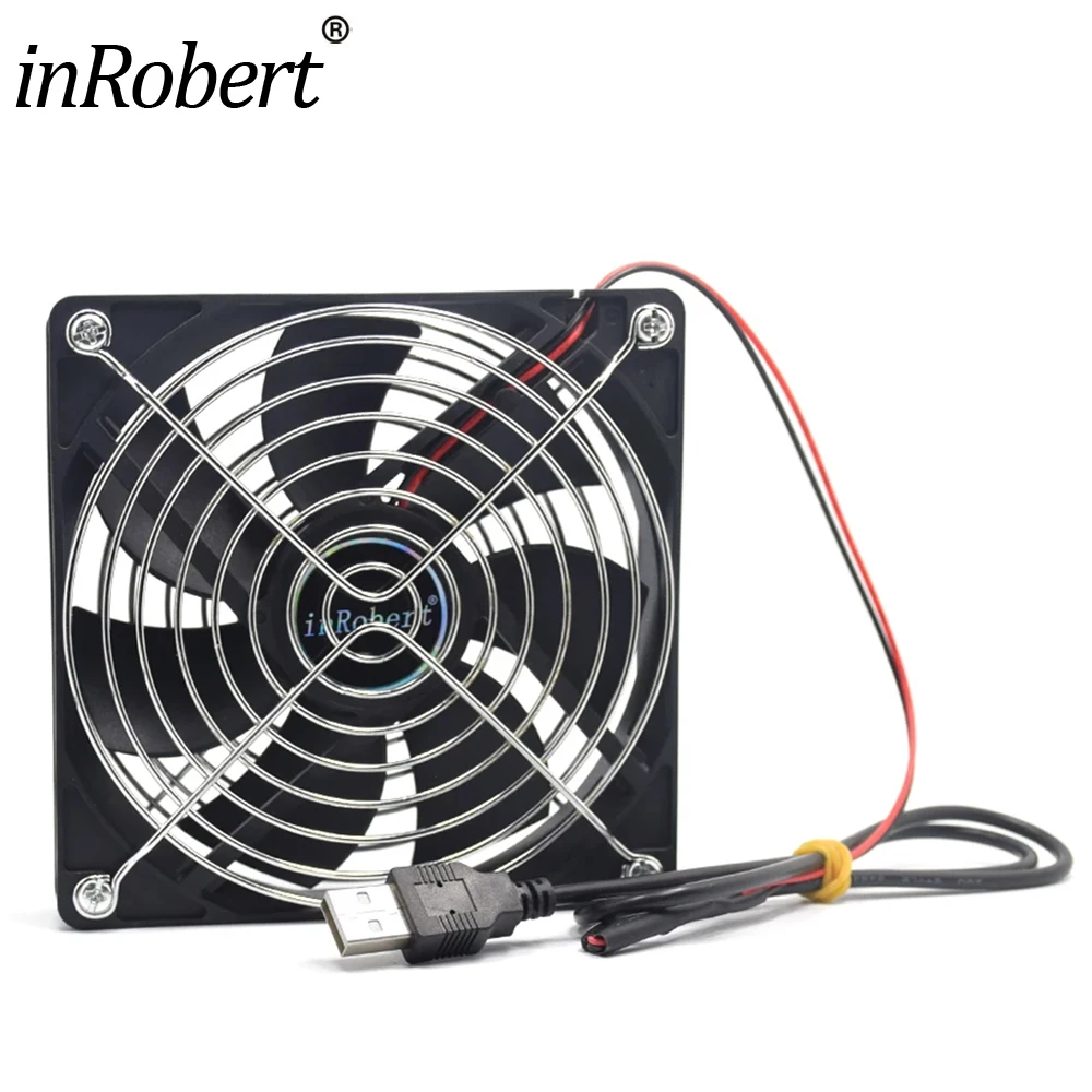 

TV Box Wireless Router Cooling Fan DC 5V USB Power 120mm 120x120x25mm 12CM Silent Quiet Computer Cooler W/Screws and Grill Guard