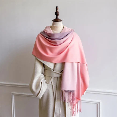 Bufanda de Cachemira de lujo para mujer, pañuelo degradado, Pashmina cálida, chal femenino, Pareo suave, Bufanda, estola Hijabs de invierno