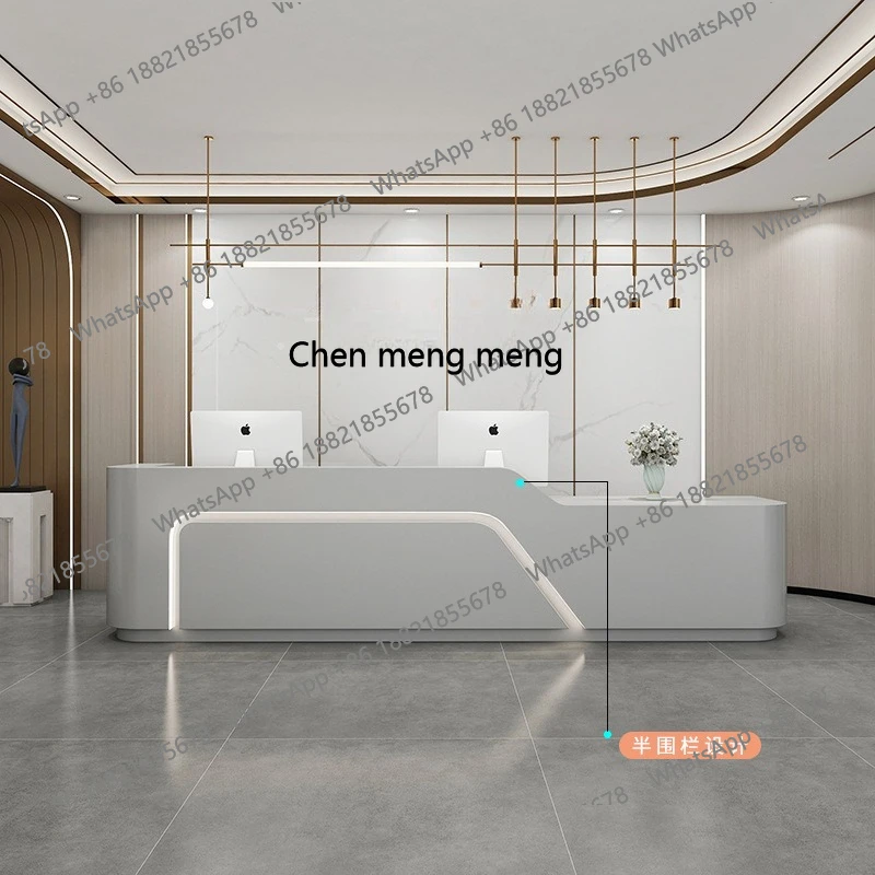 X Company front desk reception desk paint beauty salon bar checkout page simple