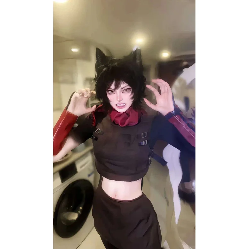 Костюм для косплея ER1KAnime Dungeon Disguise Meshi Izutsumi: топ, шарф, хвост, юбка, парик. Комплект для женщин. Для вечеринок и карнавалов.