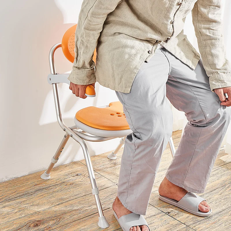 Bathroom Chair for Elderly with Backrest Folding Shower Seat for Safety Non-Slip Locking Ideal for Senior Citizen Pregnant Women