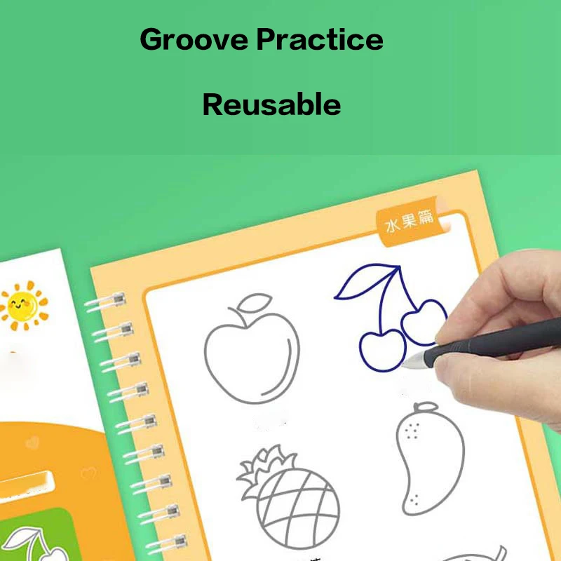 Children's toy groove drawing book, reusable groove writing board, suitable for learning numbers and letters