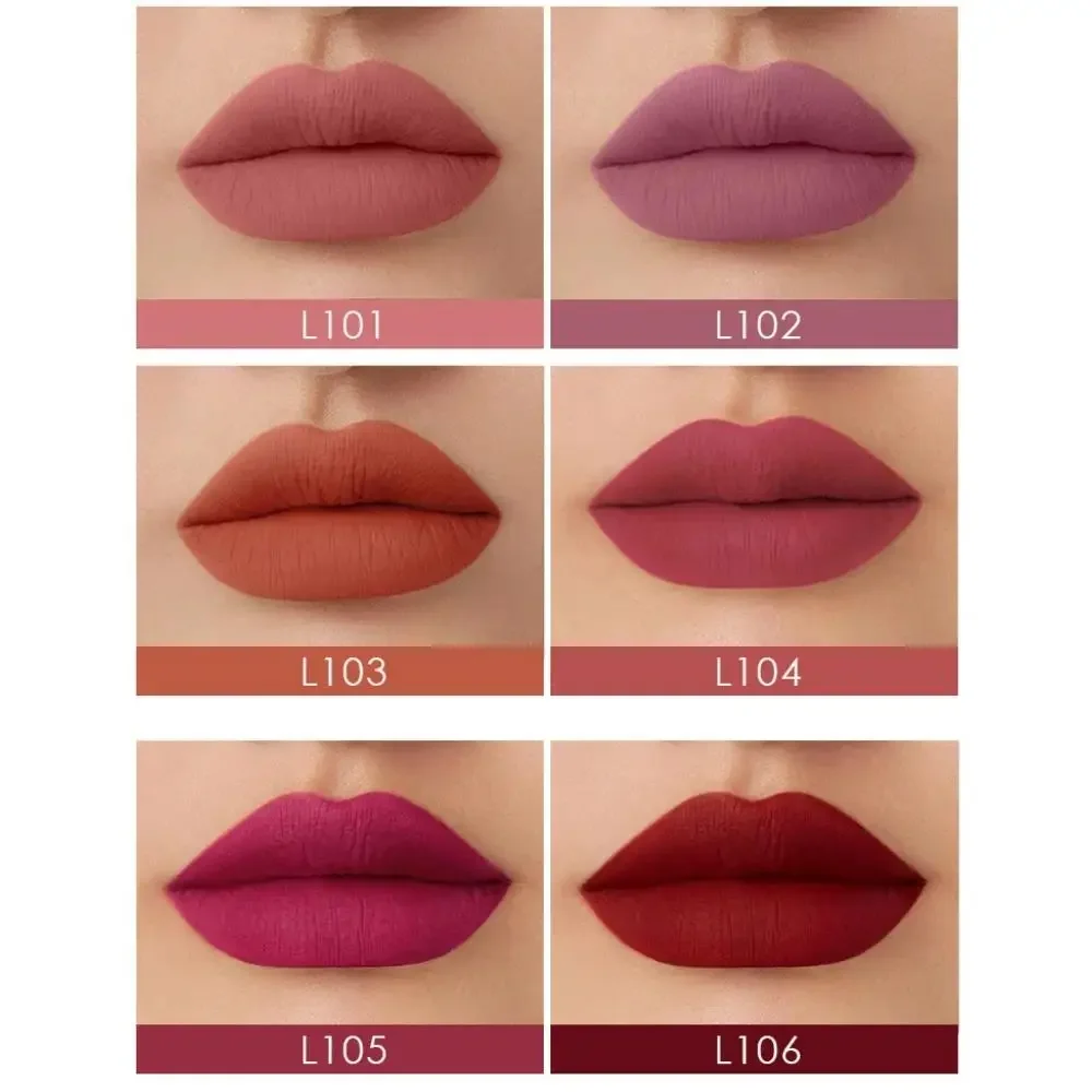 Conjunto de batom líquido de veludo fosco, 6 peças, copo antiaderente, longa duração, alto pigmento, hidratante, nutritivo