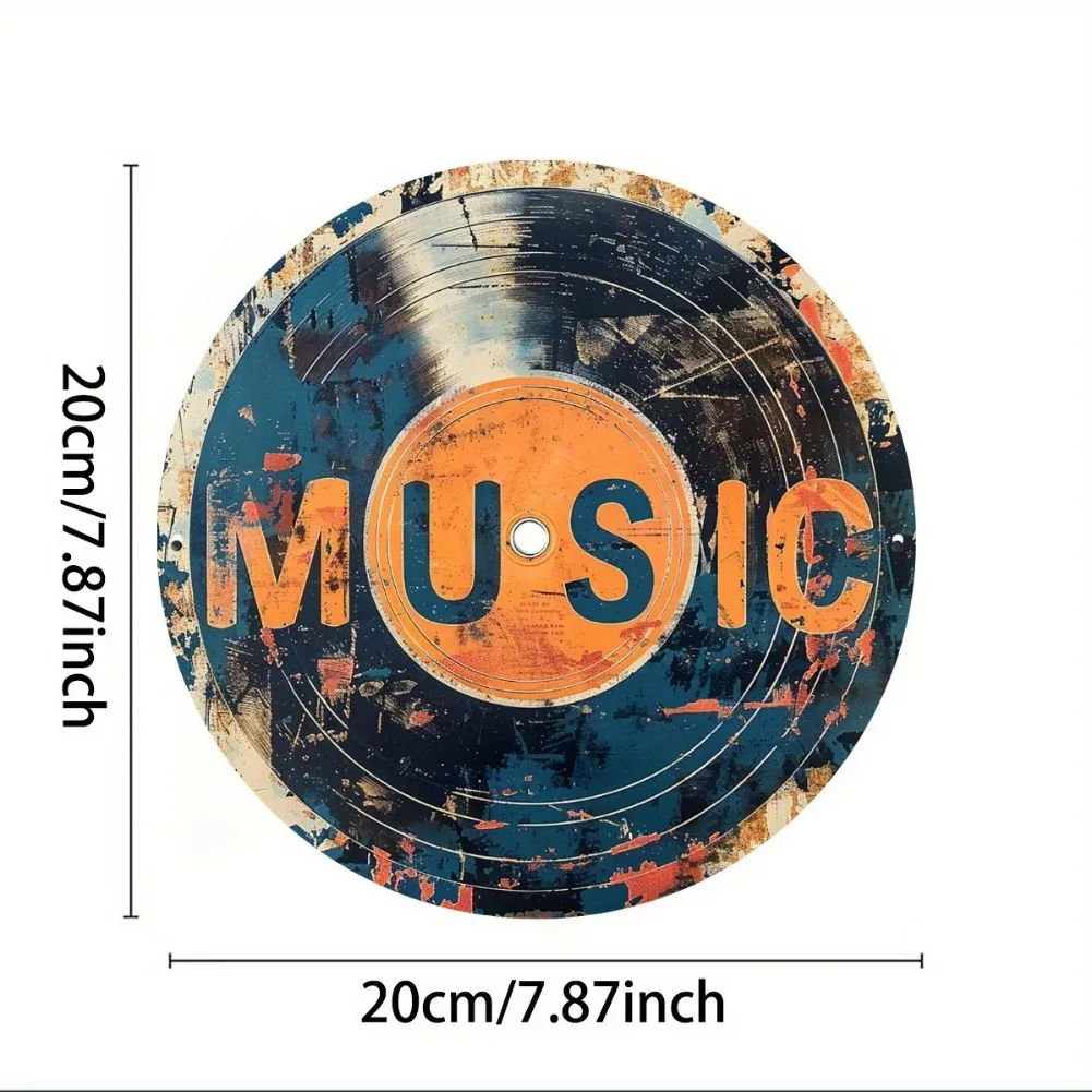1PC Retro Black Vinyl Record Aluminum Tinplate Art - Farmhouse/Home Metal Wall Decor | Vintage Music Sign