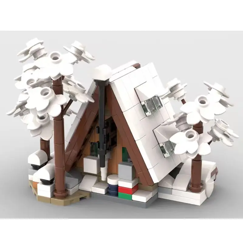 321pcs YcMoc Building Blocks Mini 21338 A-Type Cabin Winter Edition Model Tech Bricks Children's DIY Toy