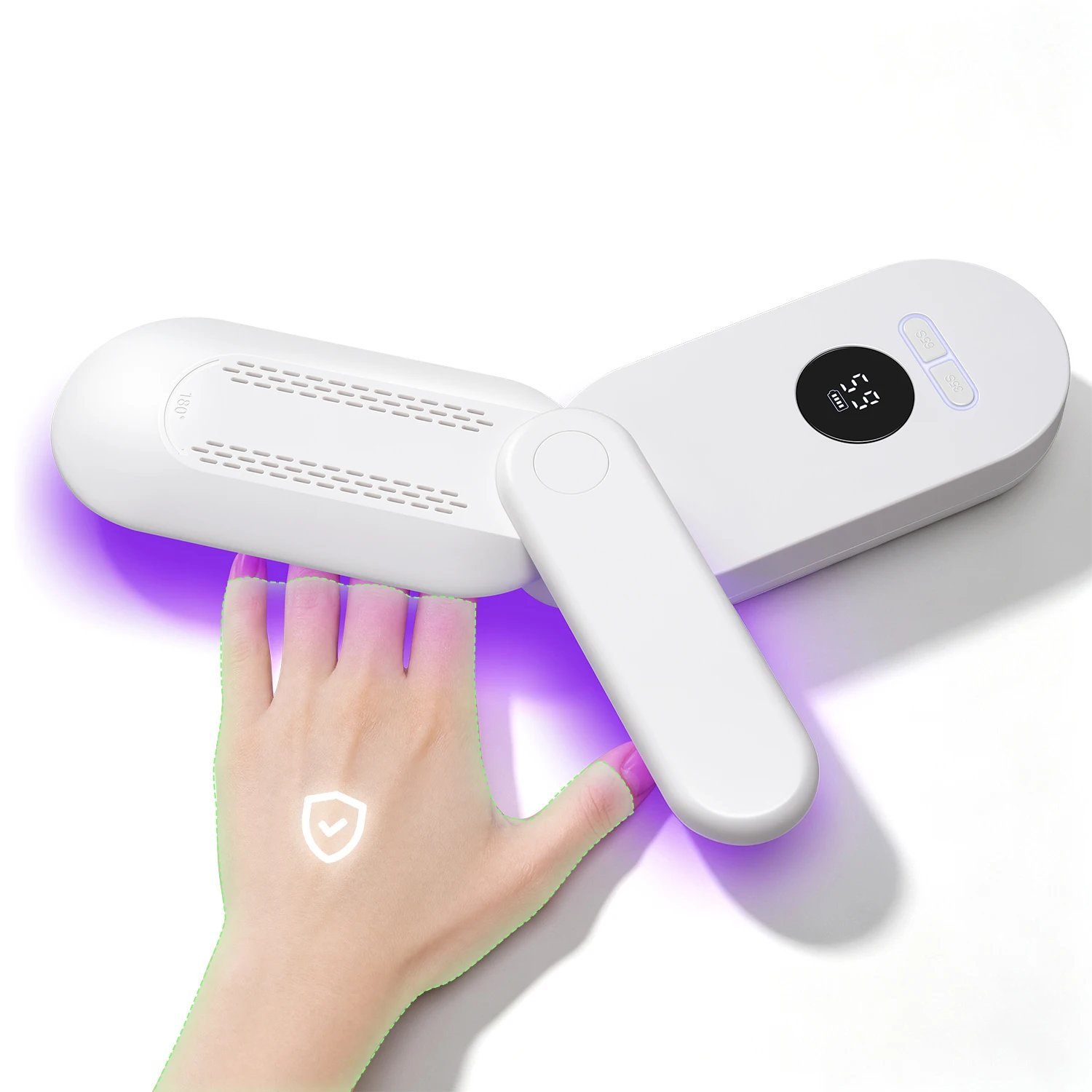 Nail Light Cordless UV Light for Nails, 180 Degree Rotatable LED Nail Dryer, UV‑Protection UV Nail Lamp, Portable Nail Tools