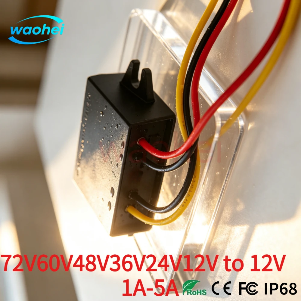 12V 60V 48V 36V 24V to 12V 1A-5A 60V-12V Step-down DC Converter Buck Truck Boat Car Power Supply Voltage Regulator Transformer