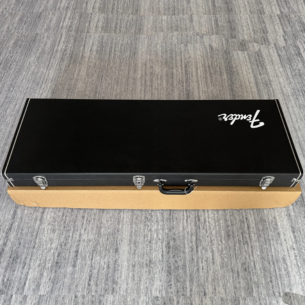 Estuche rígido rectangular de alta calidad para guitarras estilo ST/TELE, estuche negro con forro rojo