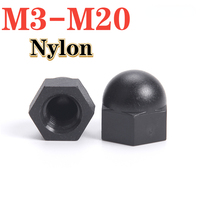 Black Nylon M3 M4 M5 M6 M8 M10 M12 M14 M16 M18 M20 Plastic Rubber Cap Nut Dome Nut With Cap Nut Ball For Bolts And Screws