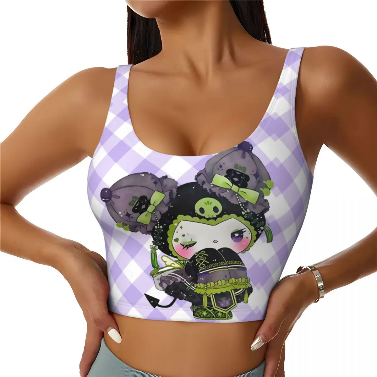 

Custom High Impact Kuromi Cartoon Manga Sports Bra Women Gym Workout Yoga Crop Top