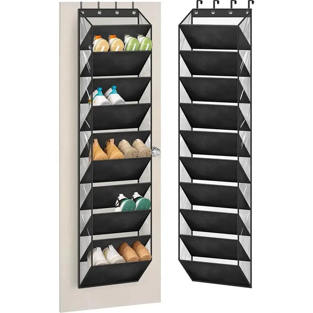 10 Tier Clear Over the Door Shoe Organizer Storage, Deep Pockets Large Hanging Shoe Rack for Closet Door for Sneakers Boots