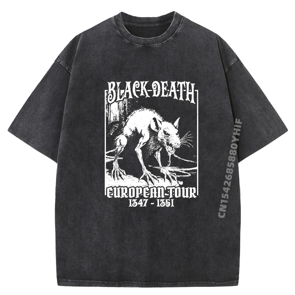 

Tees Black Death European Tour Labor Day Funny Short Sleeve Luxury Designer Graphic Mans Washed T-shirts Women Funny T Shirt