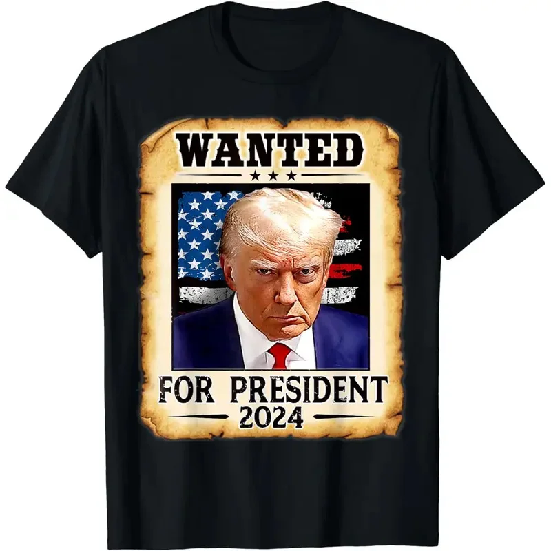 

Donald Trump Mug Shot Wanted for U.S. President 2024 T-Shirt Men Clothing Vintage T Shirt Camisas Streetwear