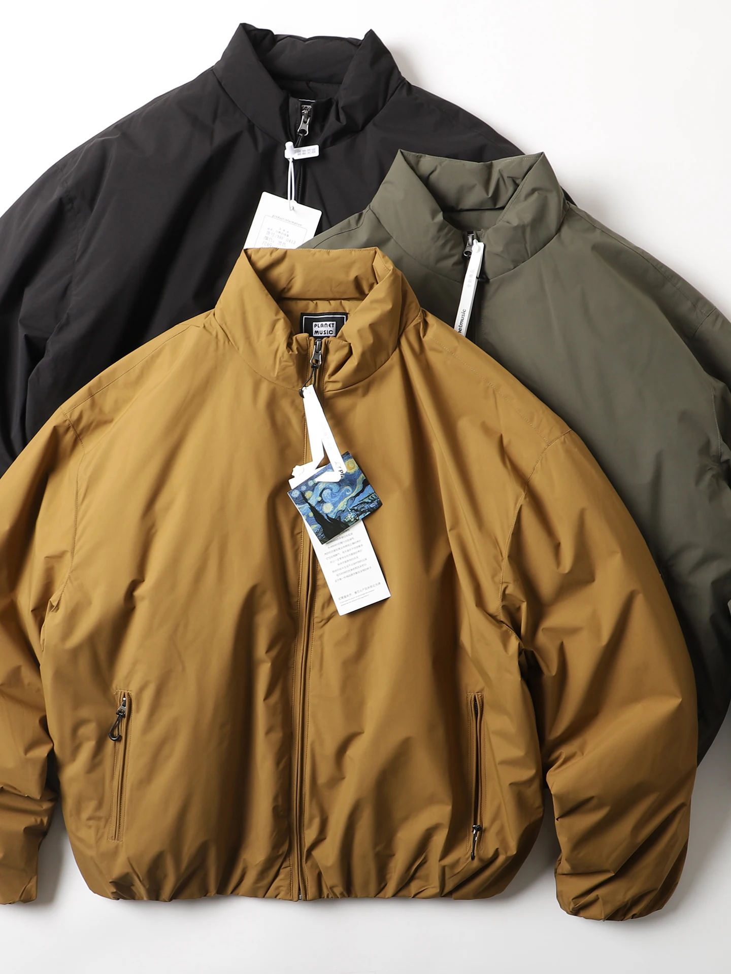 

Мужская свободная белая пуховая куртка с воротником-стойкой, теплая, в стиле ретро, с длинными рукавами, на молнии, повседневная верхняя одежда