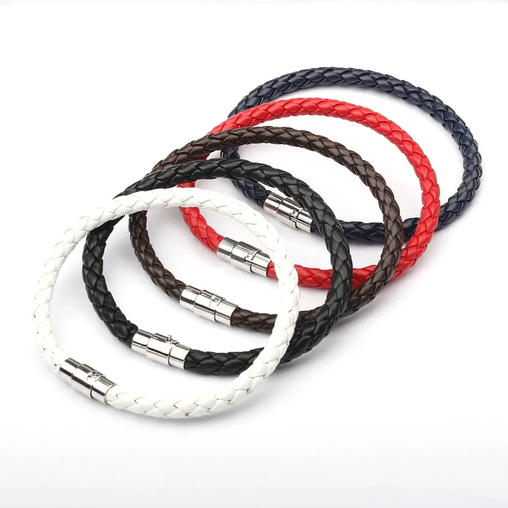 High Quality Rope Leather Bracelet Men Women Stainless Steel Magnetic Clasp Summer Style Male Bracelets Bangles Jewelry SL019