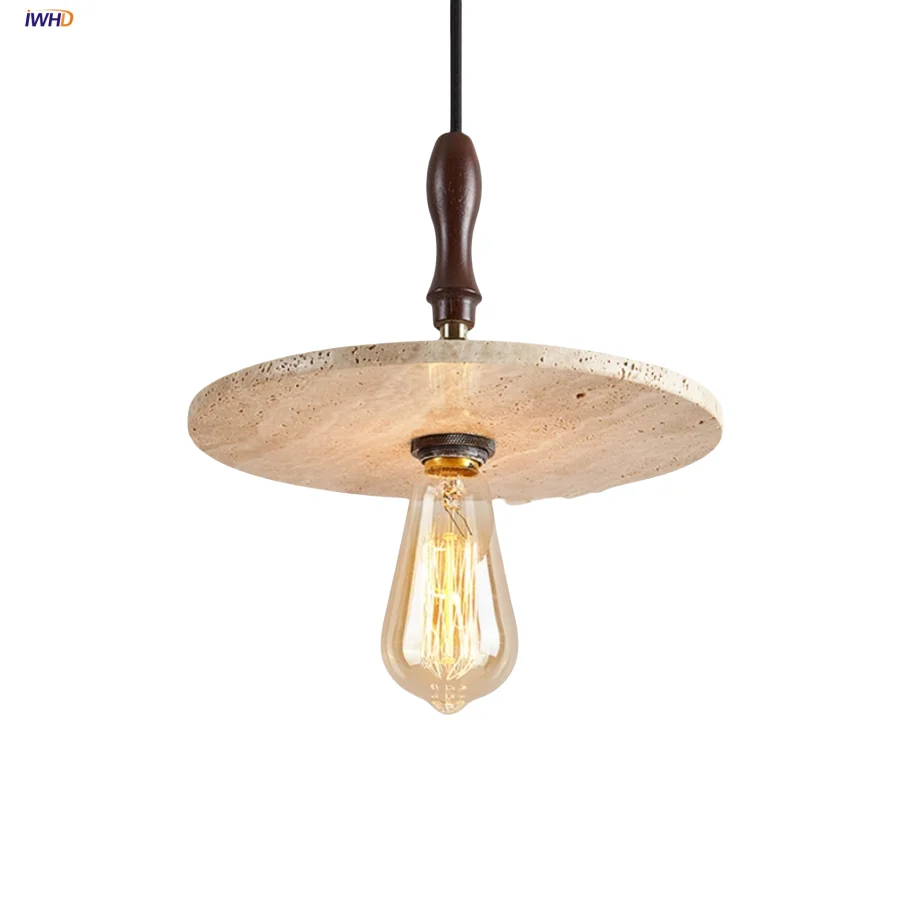 

IWHD Walnut Wood LED Pendant Lamp Restaurant Kitchen Coffee Knob Switch Nordic Modern Home Decor Hanging Light Fixture Luminaire