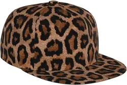 Cool Cheetah Leopard Background Flat Bill Hat, Unisex Snapback Baseball Cap Hip Hop Style Flat Visor Blank Adjustable