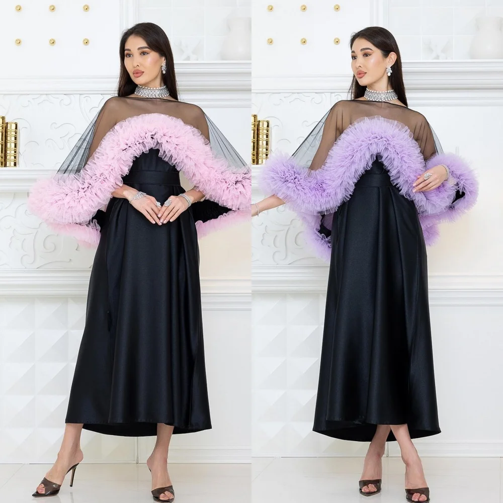 Customized S Pleat Clubbing A-line High Collar Bespoke Occasion Gown Midi Dresses