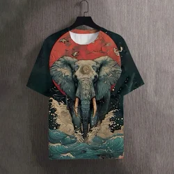 Men's T-Shirts Summer Animal Elephant Pattern 3D Print Tops Tees Women Streetwear Fashion Oversized T Shirt Men Clothing Tops