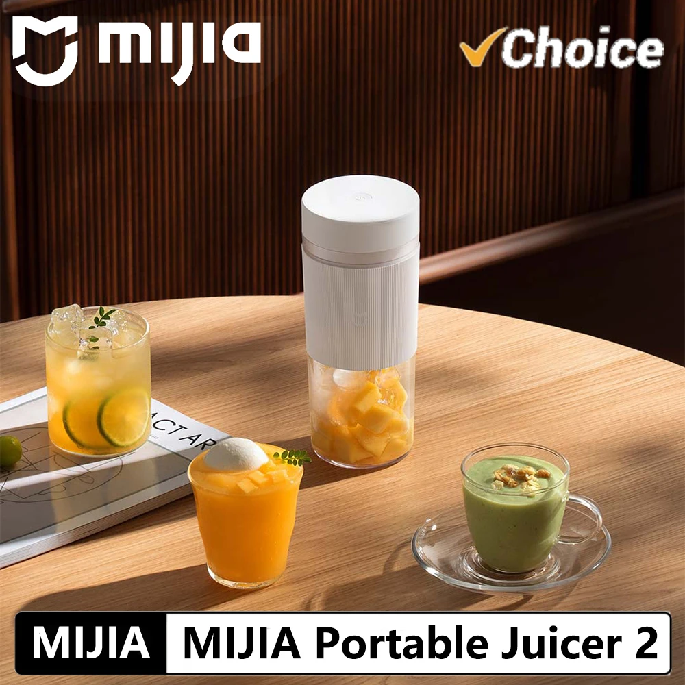 NOVO Liquidificador Portátil MIJIA 2 Elétrico Mini Processador de Alimentos para Frutas, Vegetais e Gelo Raspado Rápido 300ml -CN