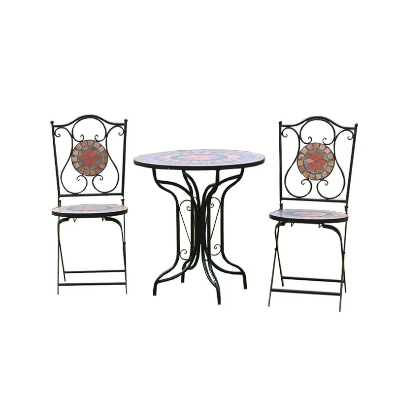 Balcony courtyard outdoor outdoor leisure table and chair combination, three-piece set cafe table and chair