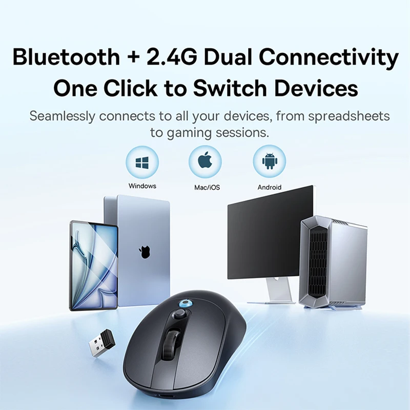 Baseus EM2 Ergonomic Wireless Mouse Bluetooth 5.3 2.4G Type-C Charging Ultra Lightweight Silent Dual Modes Mouse Laptops Mice