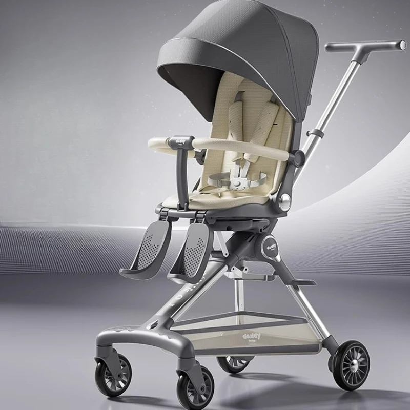 

Складная тележка с высоким ландшафтом, двусторонняя, может сидеть или лежать, многофункциональная дорожная коляска, легкие коляски, регулируемый толкатель