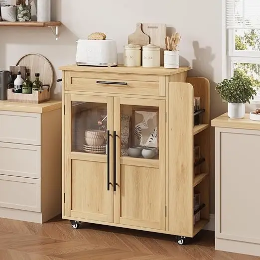 Cross-border home vintage-style kitchen countertop, simple mobile kitchen island, hotel restaurant delivery cart