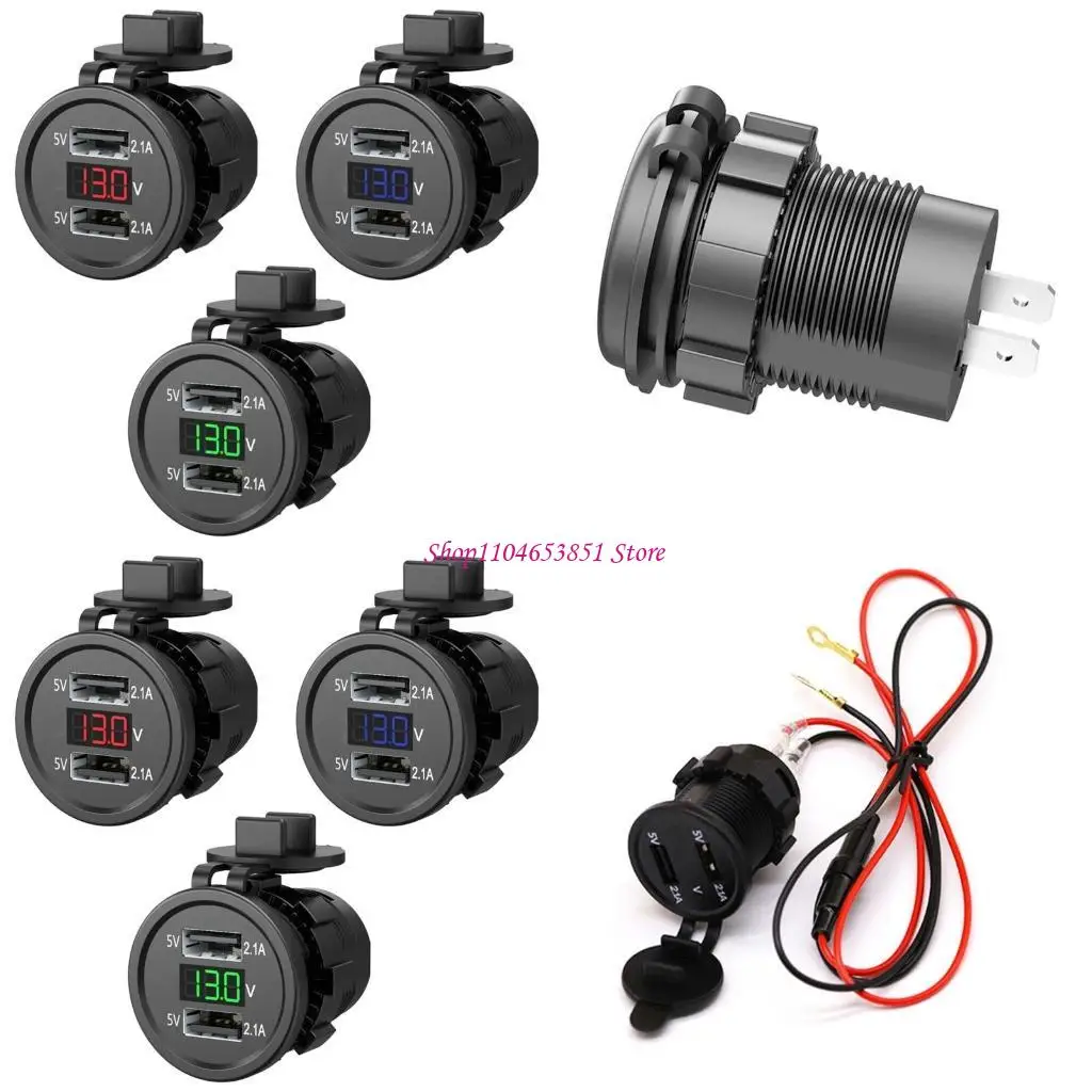 5V 2.1A Waterproof USB Socket Adapter Power Outlet with Display