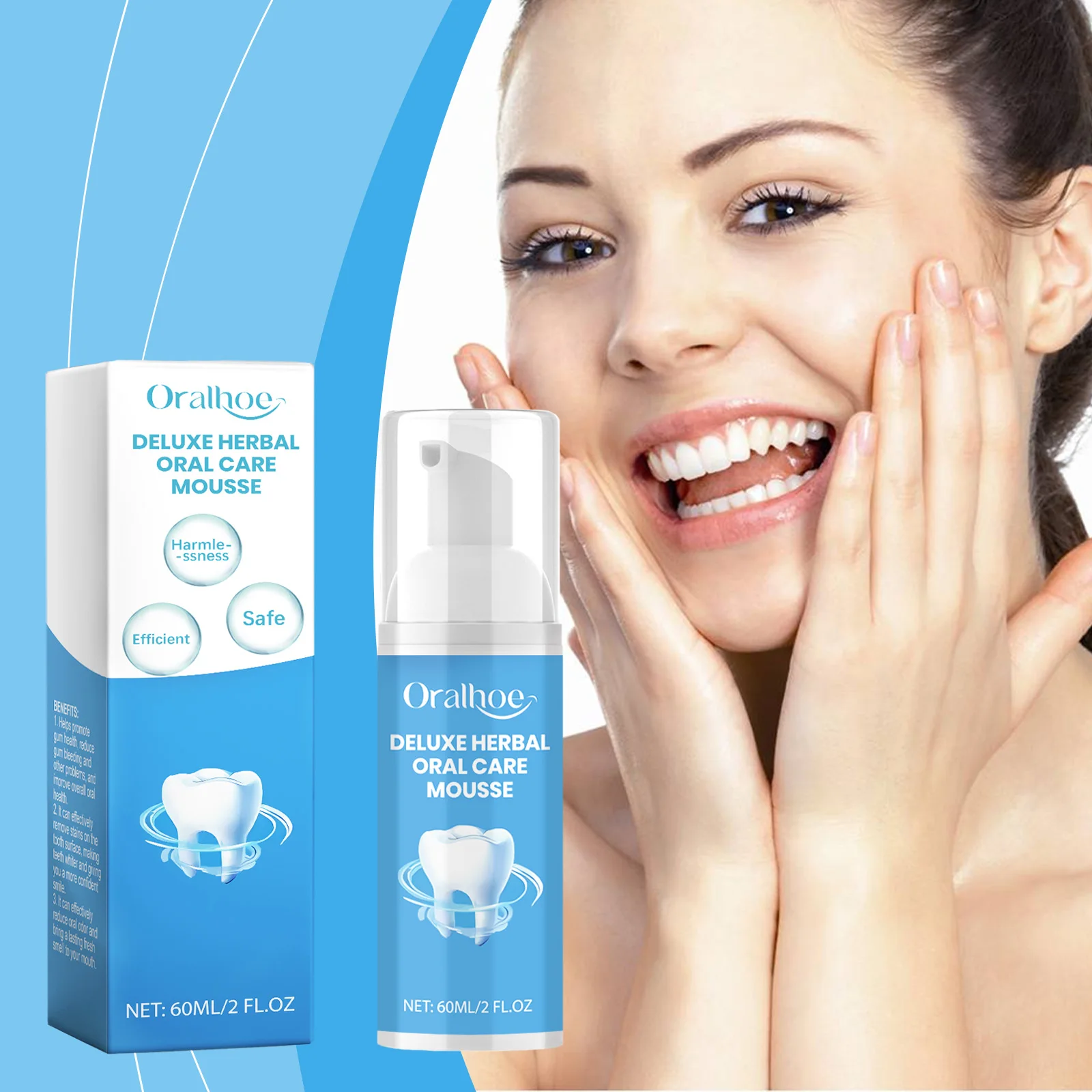 Teeth Cleaning Mousse Removes Smoke Stains, Removes Yellow Breath, Effectively Improves Tooth Color, Oral Care 60ml