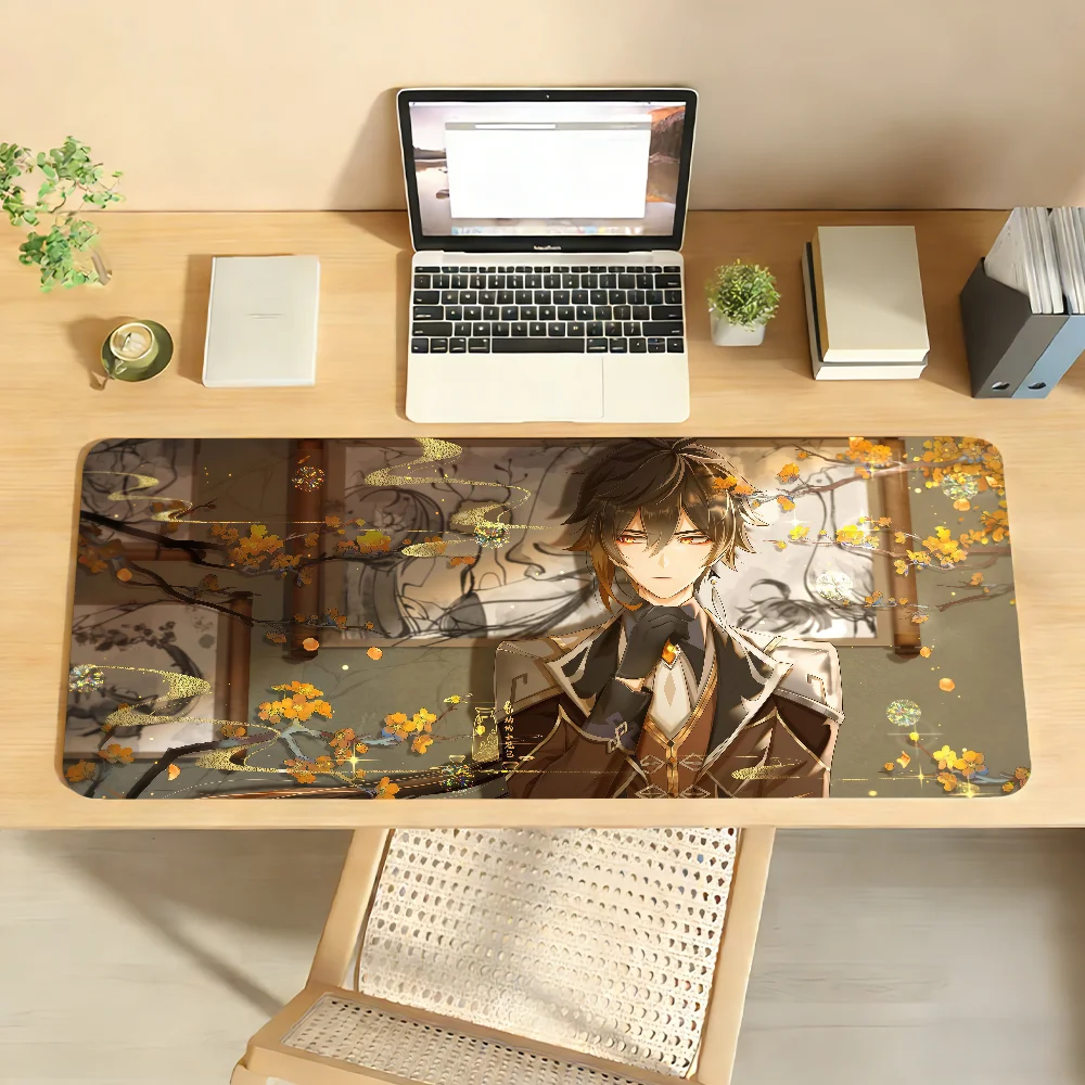 Genshin Impact Zhongli Mouse Pad Non-slip Locking Edge DeskMat PC Laptop Accessories Rubber Office Keyboard Game 350x900x3mm