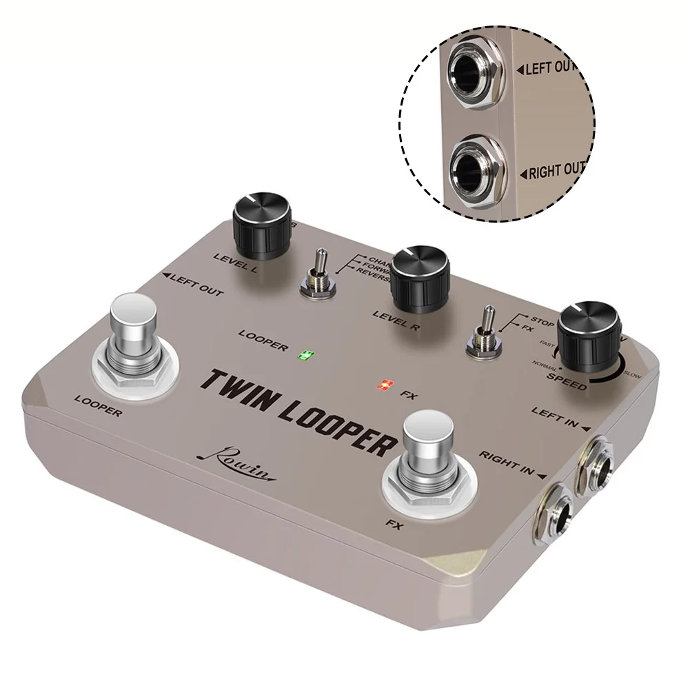 Rowin LTL-02 Twin Looper Electric Guitar Effect Pedal Loop Station 11 Type Of Play With 10 Minutes Of Recording Time True-Bypass