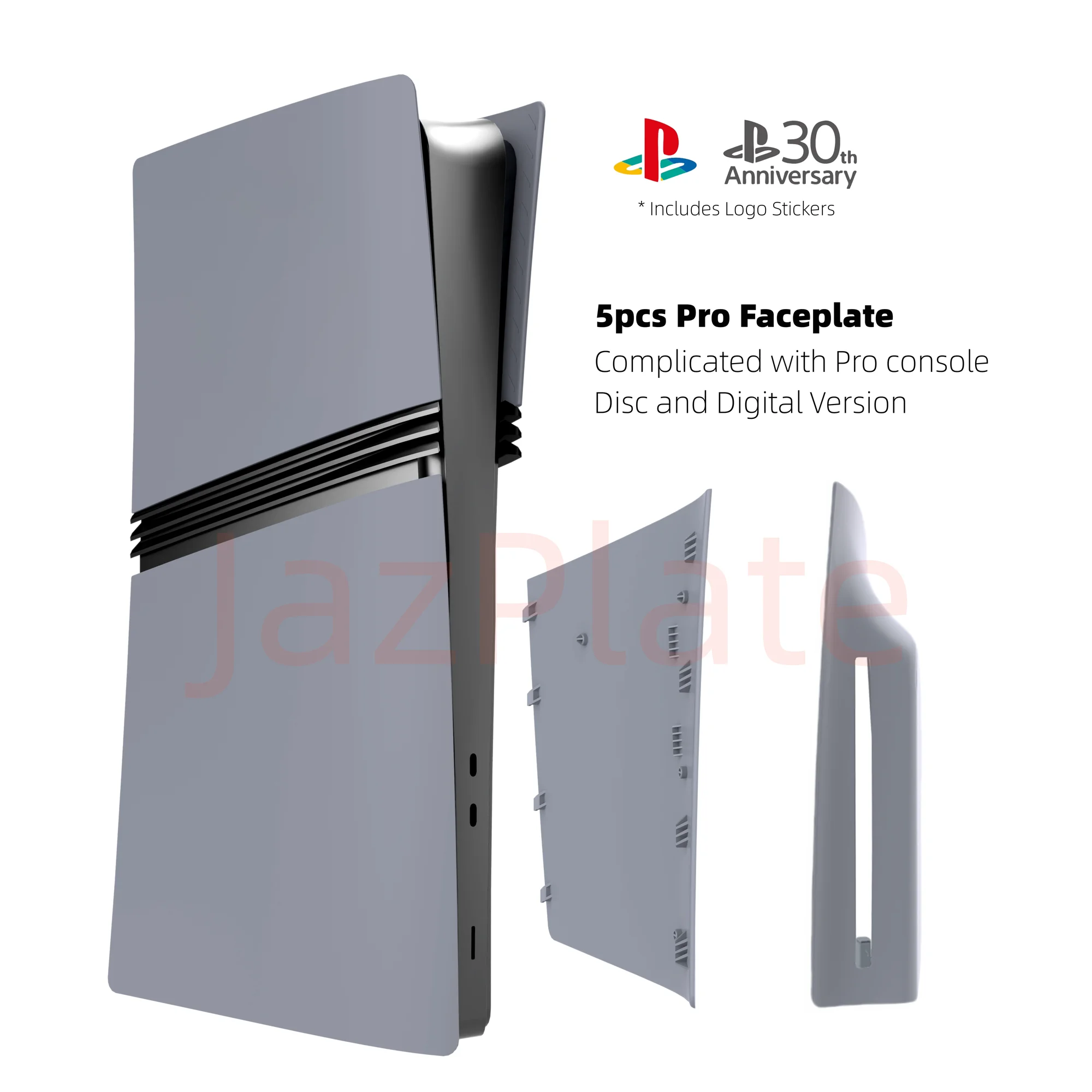 5 in 1 30th Anniversary Gray FacePlates for PS5 Pro Disc and Digital Edition PlayStation 5 Pro Cover Accessories Faceplate Black