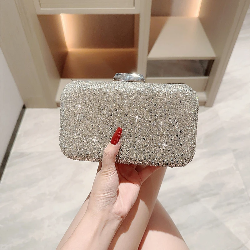 Borsa da sera con decorazioni di strass borse da donna per banchetti con pochette per feste borse a tracolla con catena da sposa borse da donna di