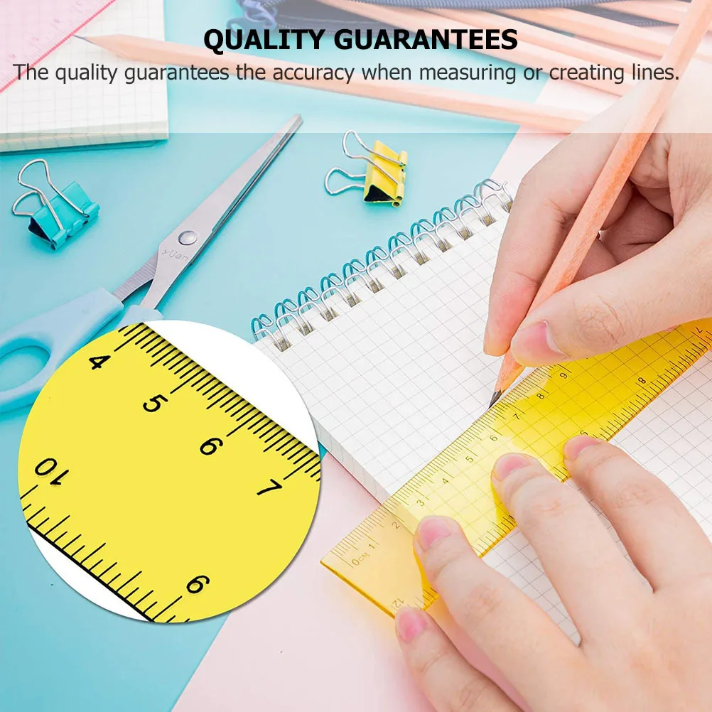 5Pcs Long Ruler 12 Inch Plastic Straight Ruler with Cm Inch Dual Side Measuring for School Students Stationery