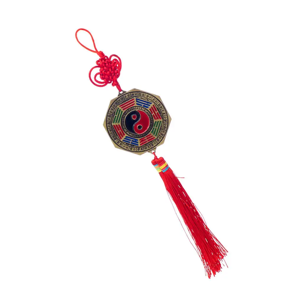 Chinese Knot 7CM Bagua Mirror Good Luck Blessing Home Garden Charm Pendants