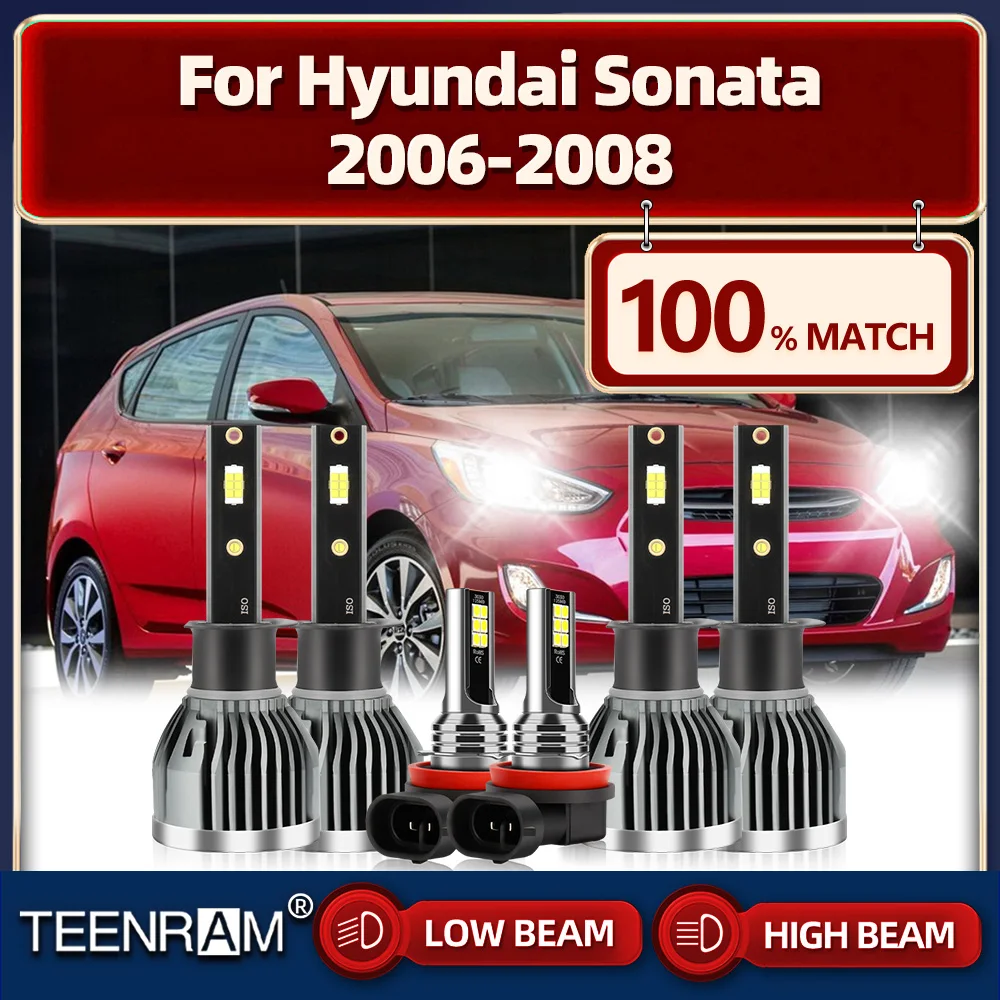 

360W LED Headlight Bulbs 6000K White 12V Car Fog Lights 60000LM High Low Beam Auto Lamps For Hyundai Sonata 2006 2007 2008