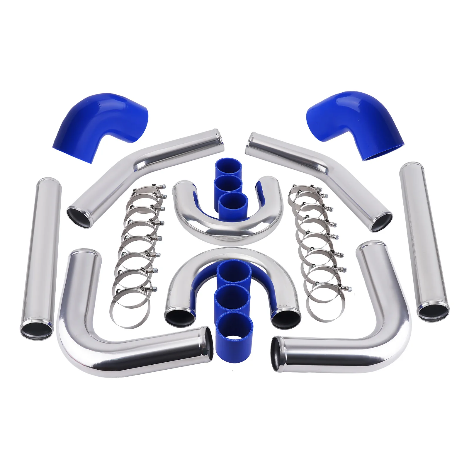 Universelles Turbo-Boost-Ladeluftkühler-Rohrset 2,5 Zoll (64 mm) mit Schlauchklemmen