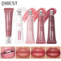 QIBEST-brillo de labios con perlas de espejo, lápiz labial hidratante de larga duración, brillo de labios, taza antiadherente, maquillaje de tinte de labios Jelly Pout
