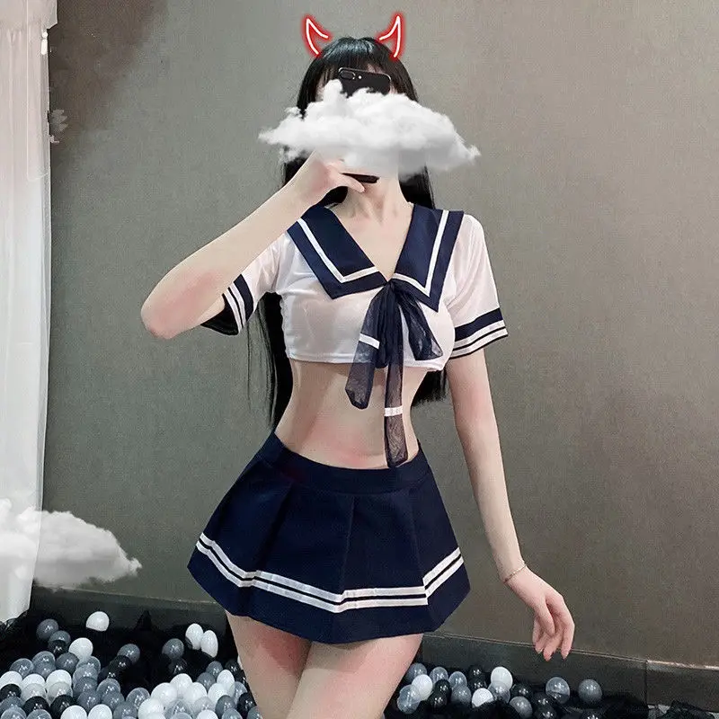 Hot Babydoll Schoolgirl Uniform Cosplay Costume Babydoll Lingerie Sex Role Play Exotic Lingerie Women Maid Outfit Dancewear