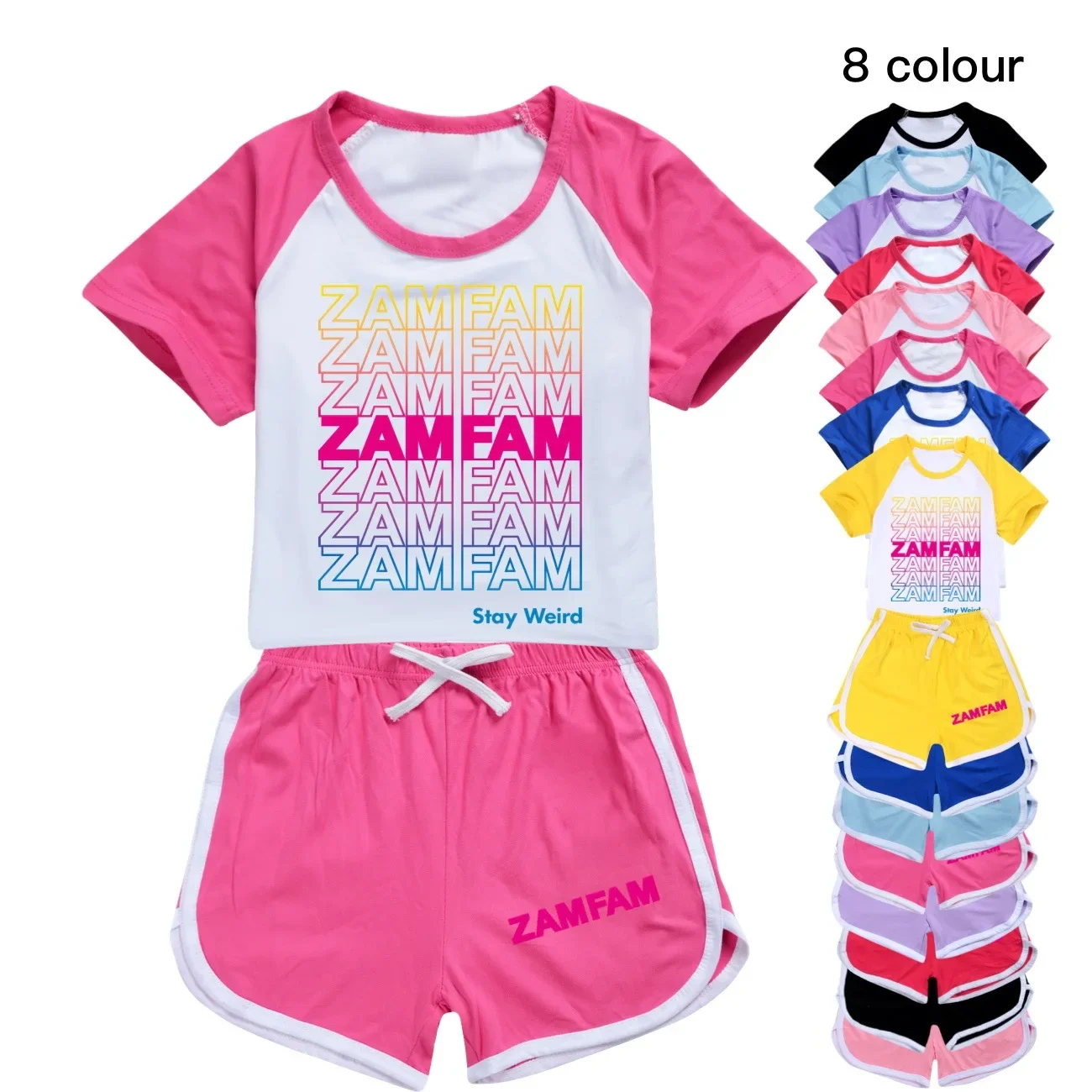 

Fashion Girl Tops T-Shirts Summer Cartoon ZAMFAM Children Short Sleeve T-Shirts Pants 2pc Pajamas Sports Kids Clothes Pyjamas629